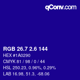 カラーコード: RGB 26.7 2.6 144 | qconv.com