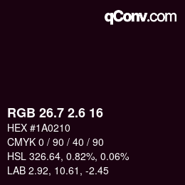 カラーコード: RGB 26.7 2.6 16 | qconv.com