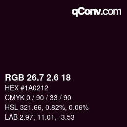 カラーコード: RGB 26.7 2.6 18 | qconv.com