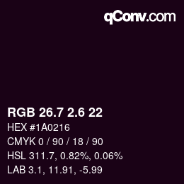 カラーコード: RGB 26.7 2.6 22 | qconv.com