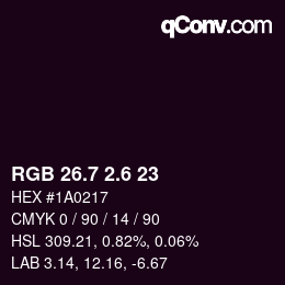 カラーコード: RGB 26.7 2.6 23 | qconv.com