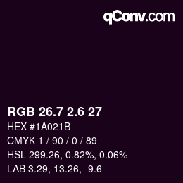 カラーコード: RGB 26.7 2.6 27 | qconv.com