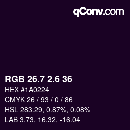 カラーコード: RGB 26.7 2.6 36 | qconv.com