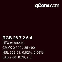カラーコード: RGB 26.7 2.6 4 | qconv.com