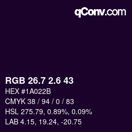 カラーコード: RGB 26.7 2.6 43 | qconv.com