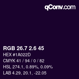 カラーコード: RGB 26.7 2.6 45 | qconv.com