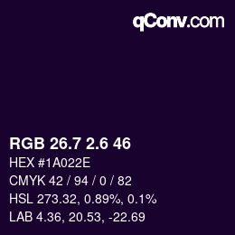 カラーコード: RGB 26.7 2.6 46 | qconv.com