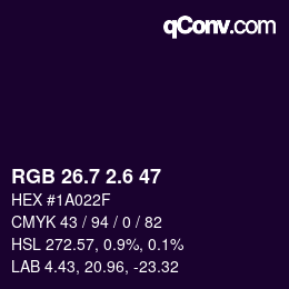 カラーコード: RGB 26.7 2.6 47 | qconv.com