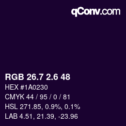カラーコード: RGB 26.7 2.6 48 | qconv.com
