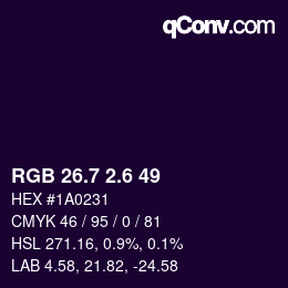 カラーコード: RGB 26.7 2.6 49 | qconv.com
