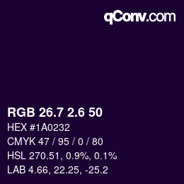 カラーコード: RGB 26.7 2.6 50 | qconv.com