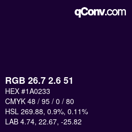 カラーコード: RGB 26.7 2.6 51 | qconv.com