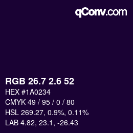 カラーコード: RGB 26.7 2.6 52 | qconv.com