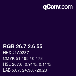 カラーコード: RGB 26.7 2.6 55 | qconv.com