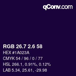 カラーコード: RGB 26.7 2.6 58 | qconv.com