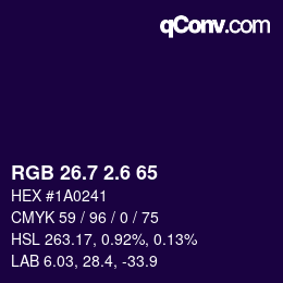 カラーコード: RGB 26.7 2.6 65 | qconv.com