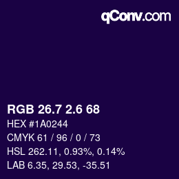 カラーコード: RGB 26.7 2.6 68 | qconv.com