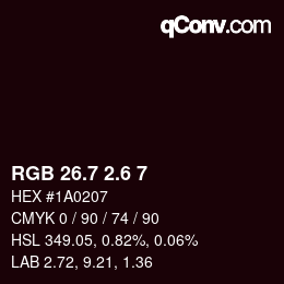 カラーコード: RGB 26.7 2.6 7 | qconv.com