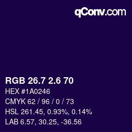 カラーコード: RGB 26.7 2.6 70 | qconv.com