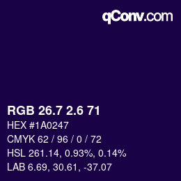 カラーコード: RGB 26.7 2.6 71 | qconv.com