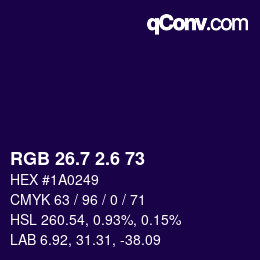 カラーコード: RGB 26.7 2.6 73 | qconv.com