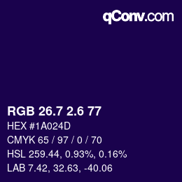 カラーコード: RGB 26.7 2.6 77 | qconv.com