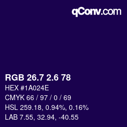 カラーコード: RGB 26.7 2.6 78 | qconv.com