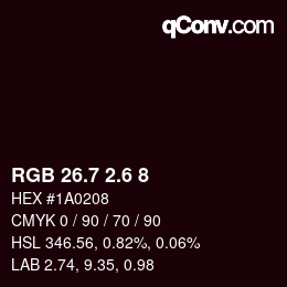 カラーコード: RGB 26.7 2.6 8 | qconv.com