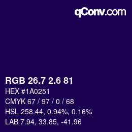 カラーコード: RGB 26.7 2.6 81 | qconv.com