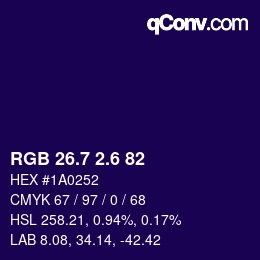 カラーコード: RGB 26.7 2.6 82 | qconv.com