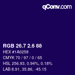カラーコード: RGB 26.7 2.6 88 | qconv.com
