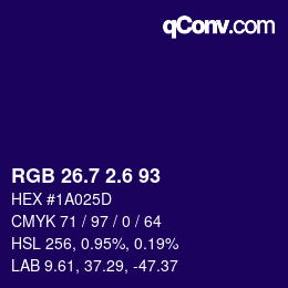 カラーコード: RGB 26.7 2.6 93 | qconv.com
