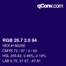 カラーコード: RGB 26.7 2.6 94 | qconv.com