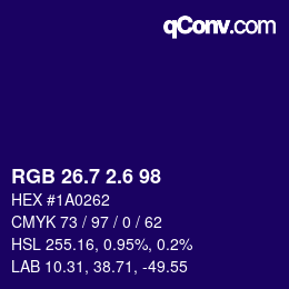 カラーコード: RGB 26.7 2.6 98 | qconv.com