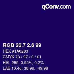 カラーコード: RGB 26.7 2.6 99 | qconv.com
