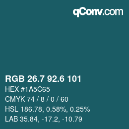 カラーコード: RGB 26.7 92.6 101 | qconv.com