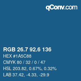 カラーコード: RGB 26.7 92.6 136 | qconv.com
