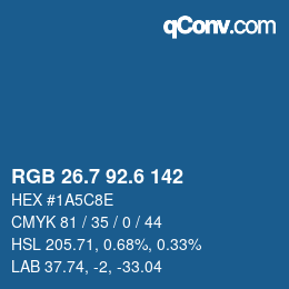 カラーコード: RGB 26.7 92.6 142 | qconv.com