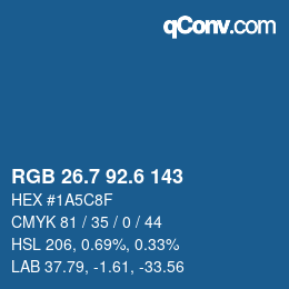 カラーコード: RGB 26.7 92.6 143 | qconv.com
