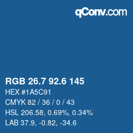 カラーコード: RGB 26.7 92.6 145 | qconv.com