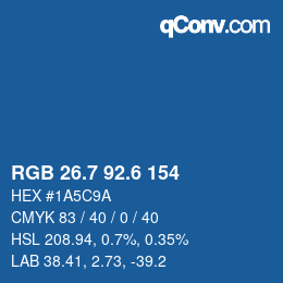 カラーコード: RGB 26.7 92.6 154 | qconv.com
