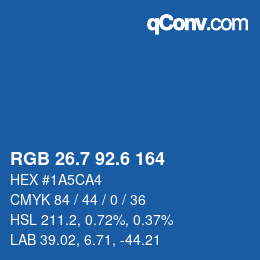 カラーコード: RGB 26.7 92.6 164 | qconv.com