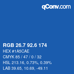 カラーコード: RGB 26.7 92.6 174 | qconv.com