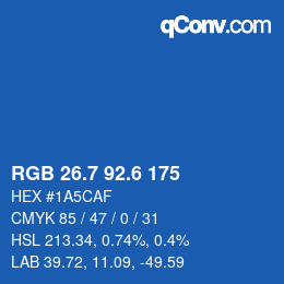 カラーコード: RGB 26.7 92.6 175 | qconv.com