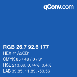 カラーコード: RGB 26.7 92.6 177 | qconv.com