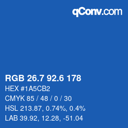 カラーコード: RGB 26.7 92.6 178 | qconv.com