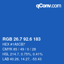 カラーコード: RGB 26.7 92.6 183 | qconv.com
