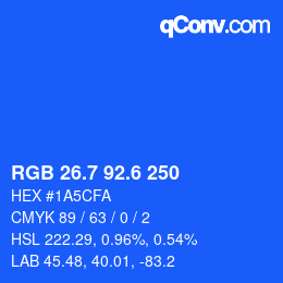 カラーコード: RGB 26.7 92.6 250 | qconv.com
