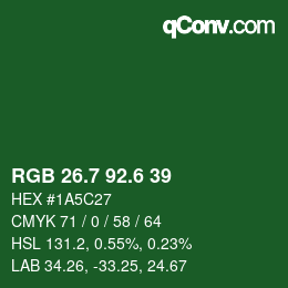カラーコード: RGB 26.7 92.6 39 | qconv.com