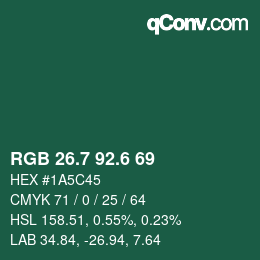 カラーコード: RGB 26.7 92.6 69 | qconv.com